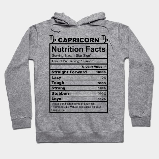 Capricorn Nutrition Facts Hoodie by StarsDesigns